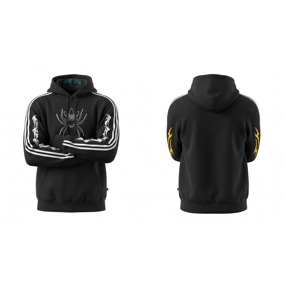 Adidas Originals Graphic LO HD Black Spider Flame Hoodie JW0223 Mens Medium NWT